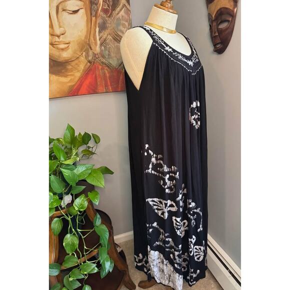 Vintage Bohemian Tie Dye Hearts Summer Sun Dress - Picture 6 of 7